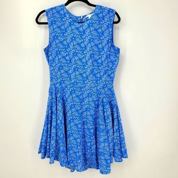 H&M Sleeveless Blue Skater Dress with Visible Back Zipper Size 10 - Picture 1 of 9